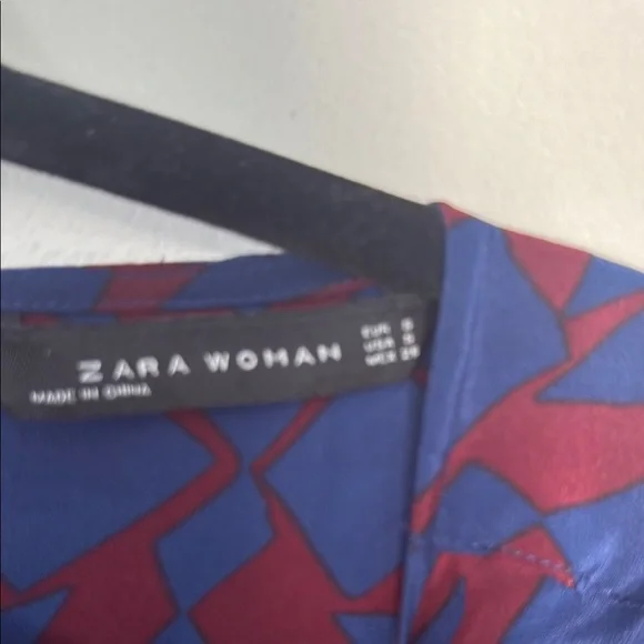 Stylish Blue and Red Patterned Dress - Picture 3 of 4